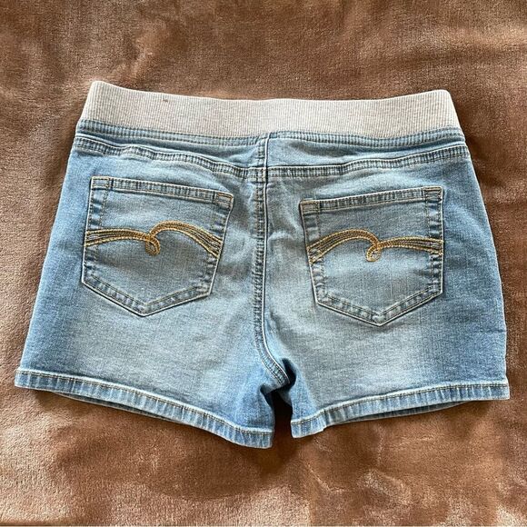 Justice Blue and Gray Jean Shorts with Distressed Details and Pockets Size 12 - Picture 4 of 5